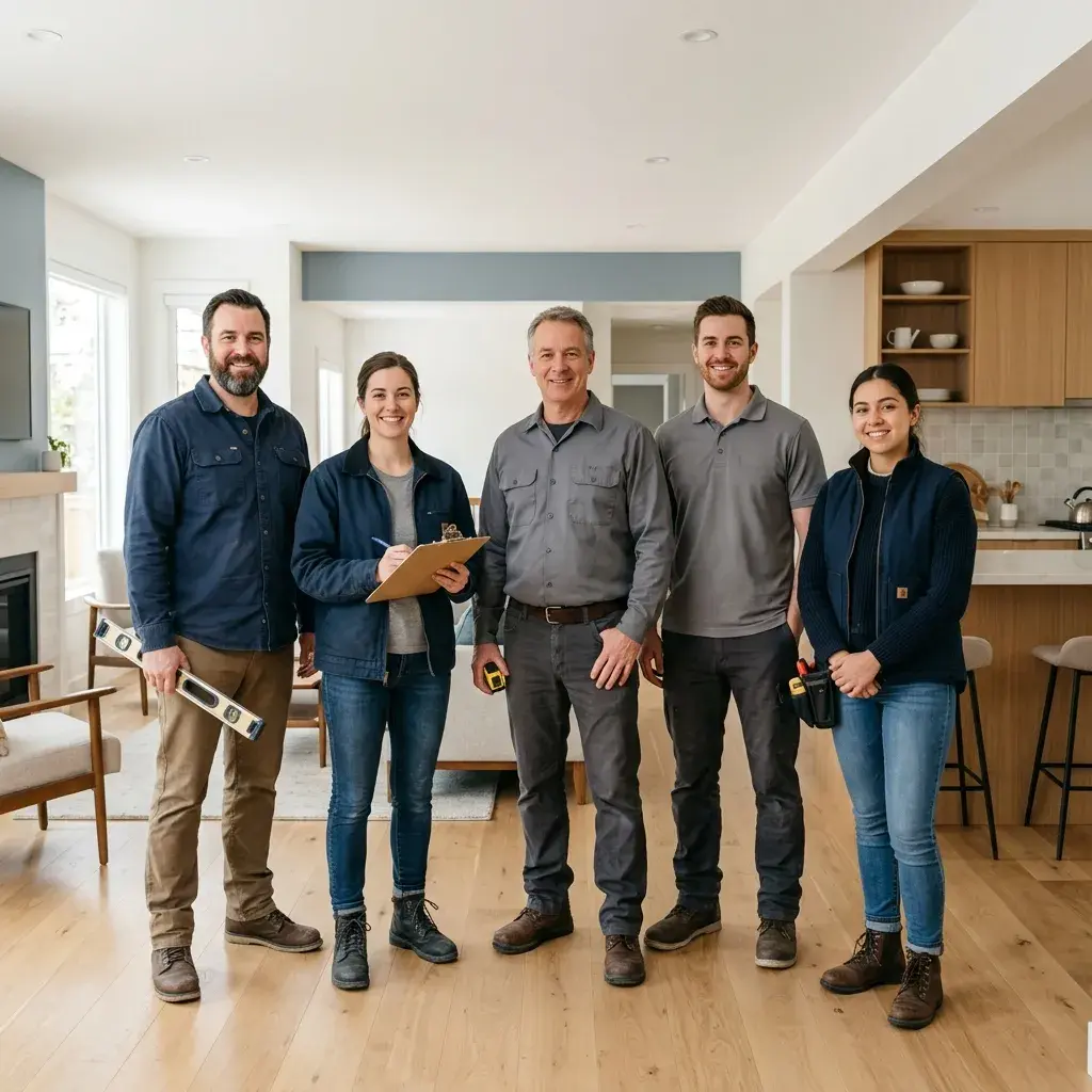 Portrait of a courteous renovation crew on a Windsor jobsite
